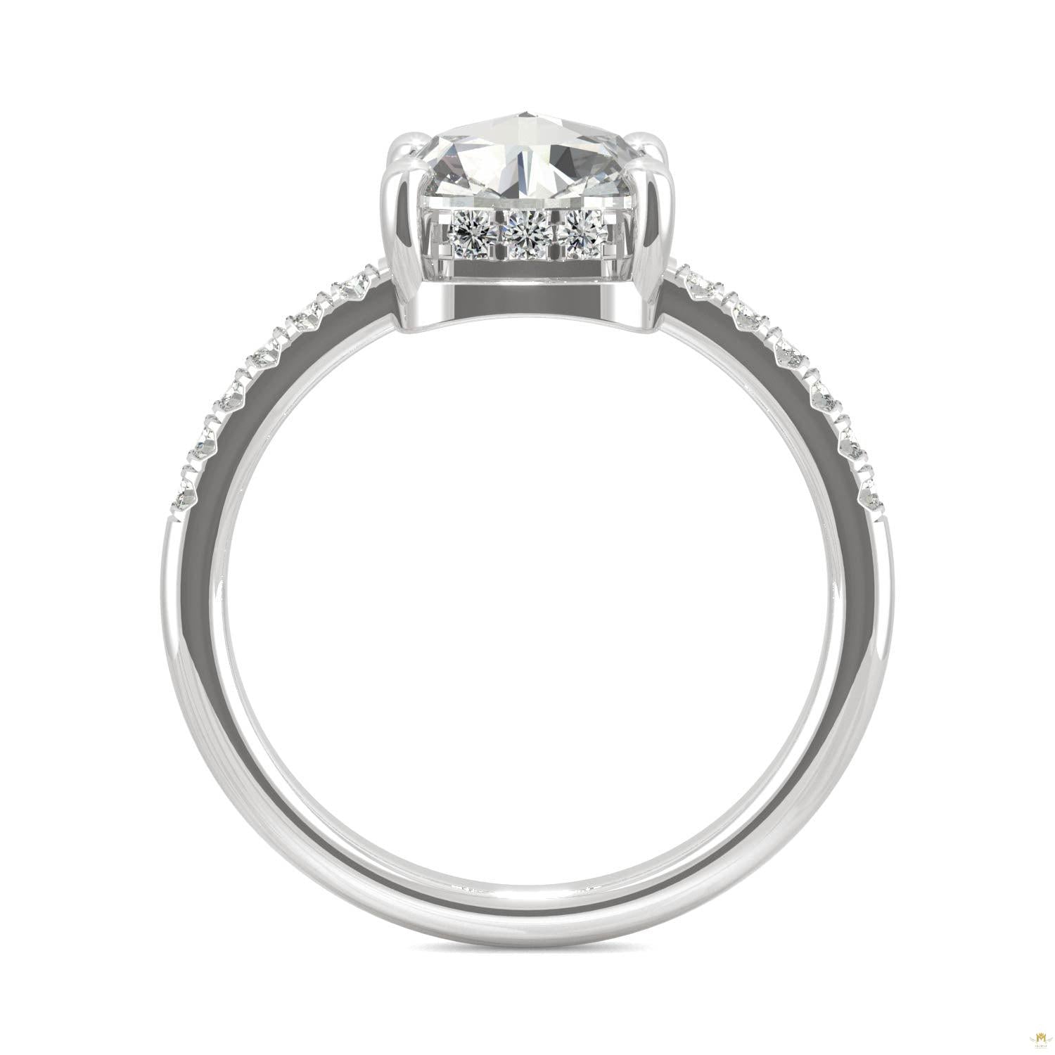 1.64 CTW   Cushion Moissanite Engagement Ring in 14K White Gold