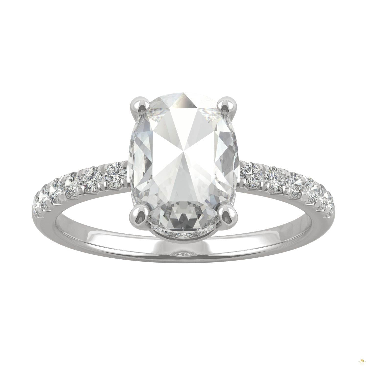 1.66 CTW   Rectangular Cushion Moissanite Engagement Ring in 14K White Gold