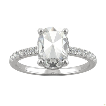 1.66 CTW   Rectangular Cushion Moissanite Engagement Ring in 14K White Gold