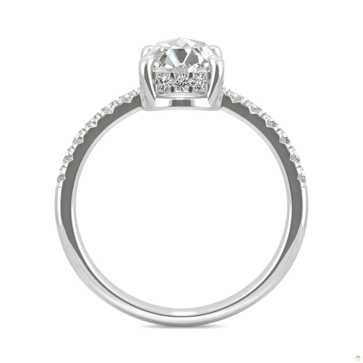 1.66 CTW   Rectangular Cushion Moissanite Engagement Ring in 14K White Gold