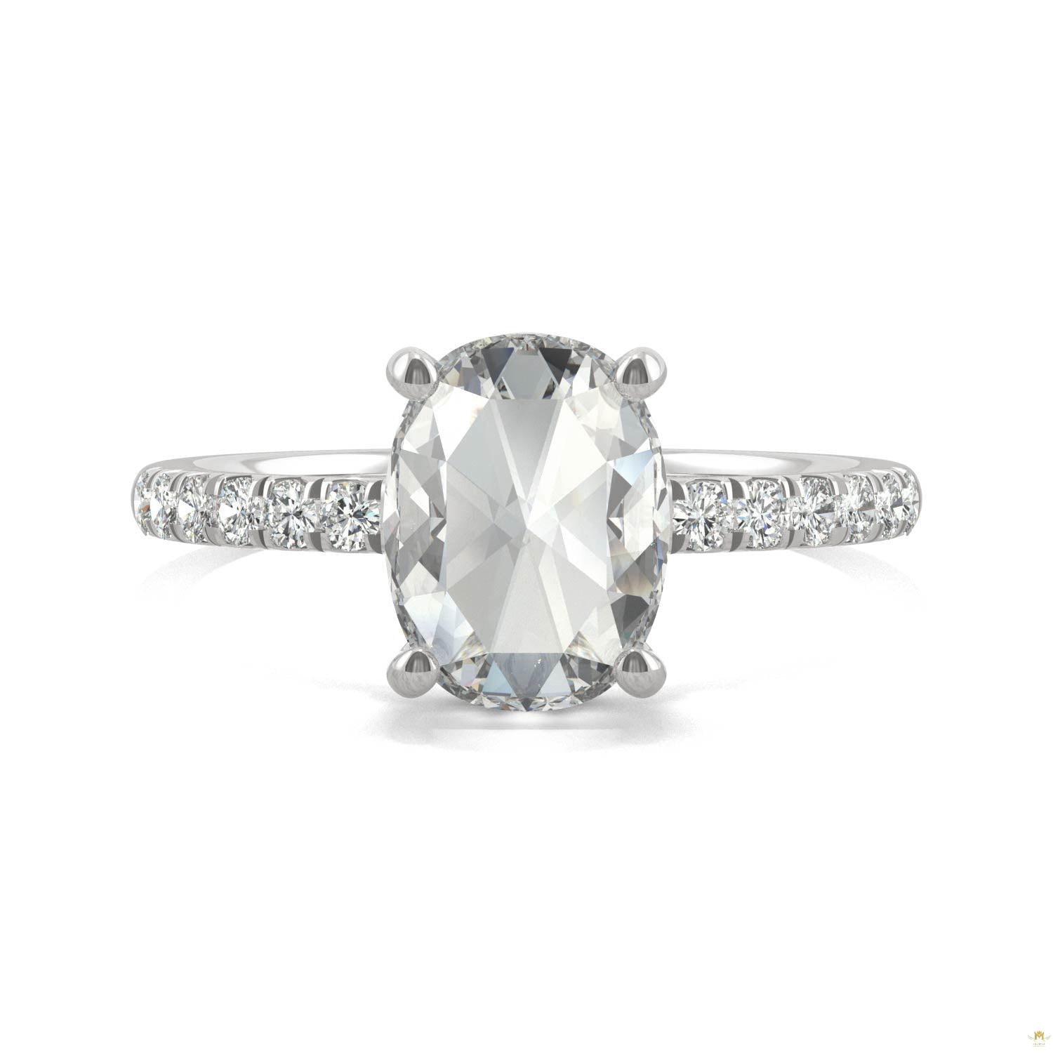 1.66 CTW   Rectangular Cushion Moissanite Engagement Ring in 14K White Gold