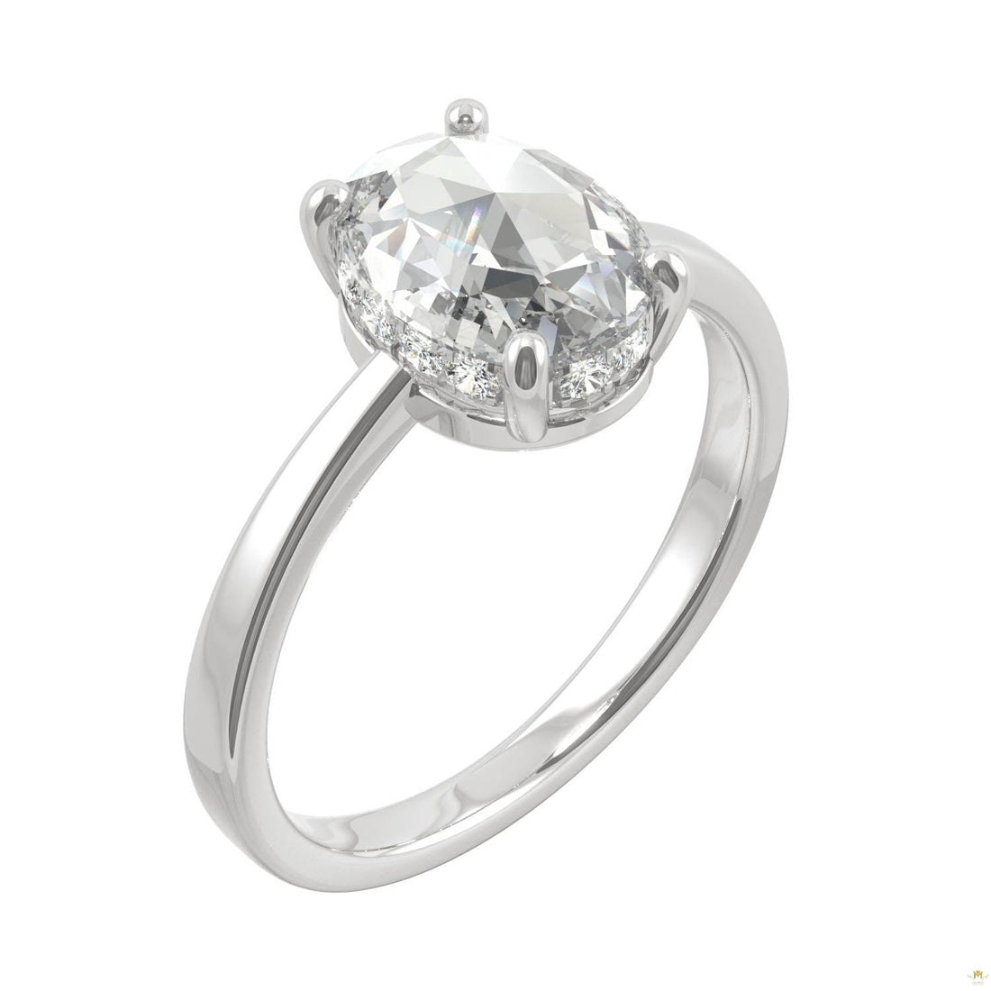 1.26 CTW   Oval Moissanite Halo Ring in 14K White Gold