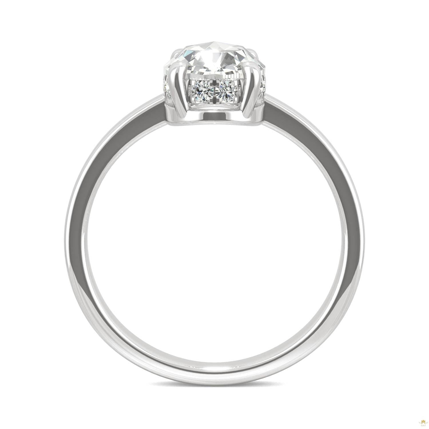 1.26 CTW   Oval Moissanite Halo Ring in 14K White Gold