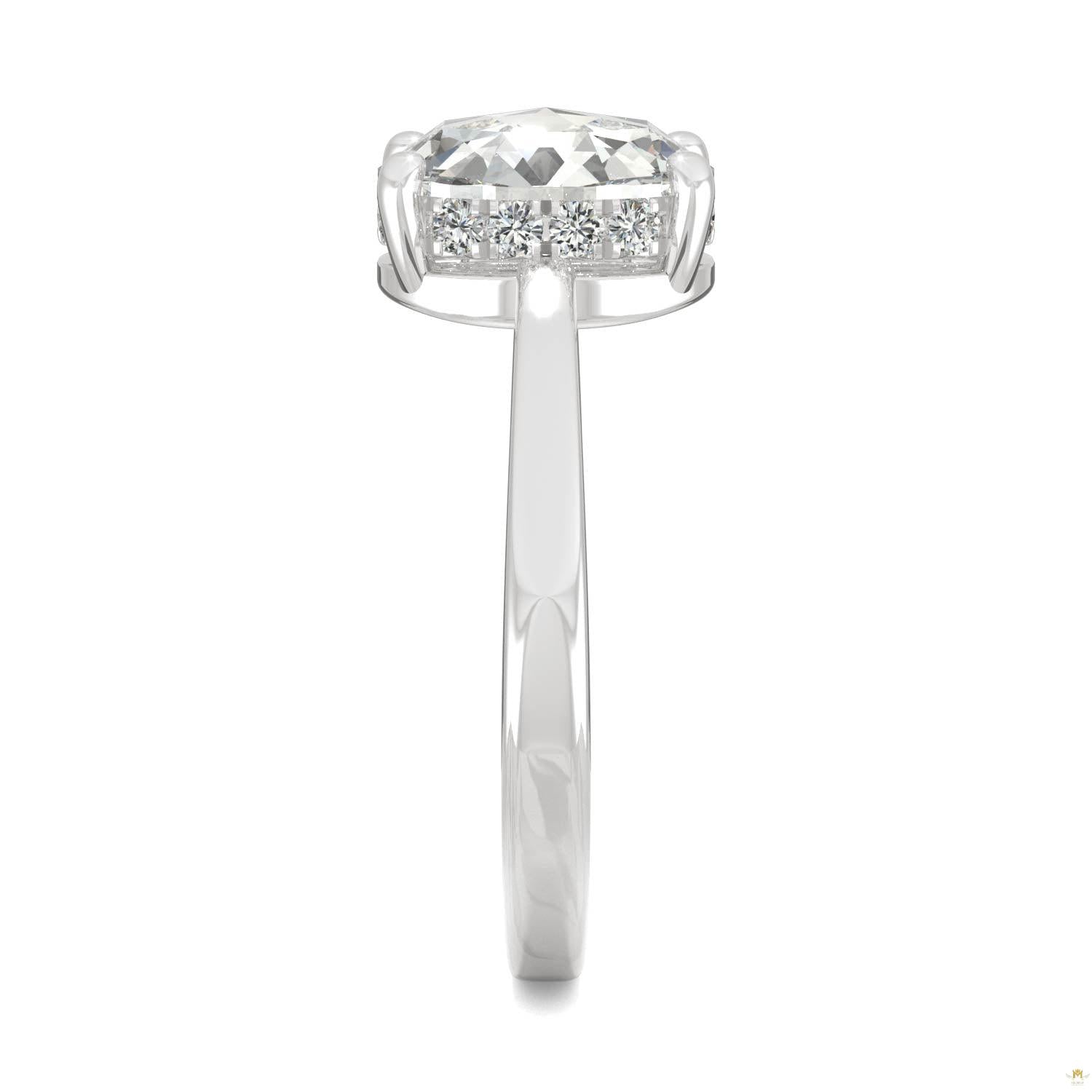 1.26 CTW   Oval Moissanite Halo Ring in 14K White Gold