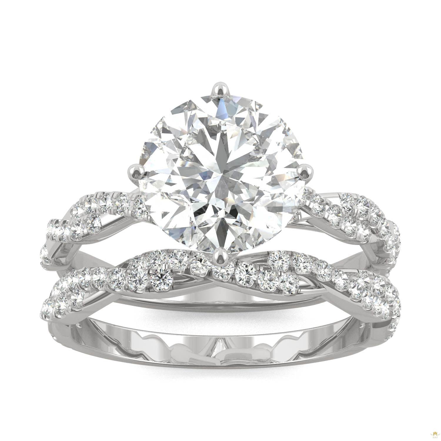 2.64 CTW   Round Moissanite Pave Set in 14K White Gold