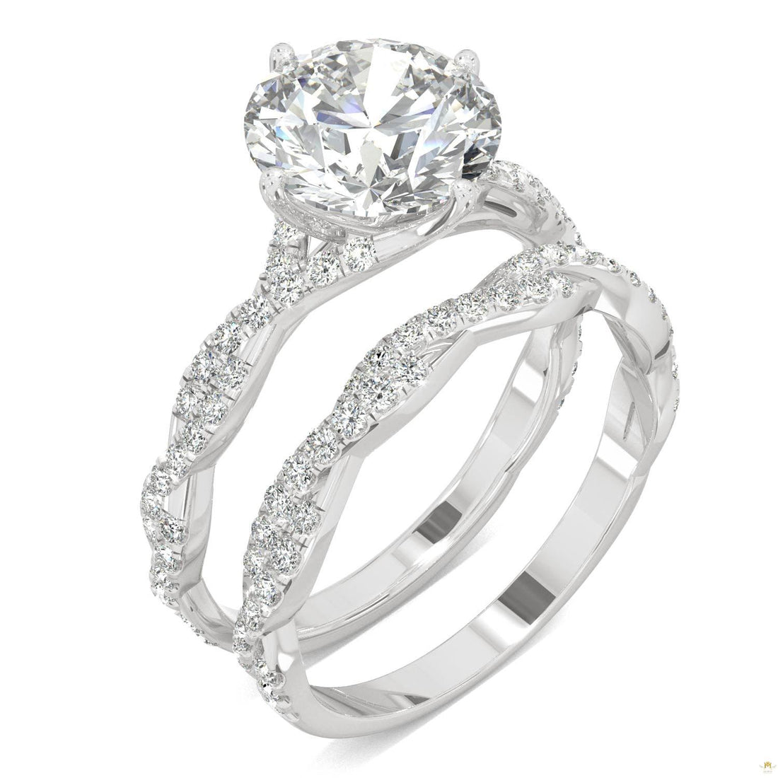 2.64 CTW   Round Moissanite Pave Set in 14K White Gold