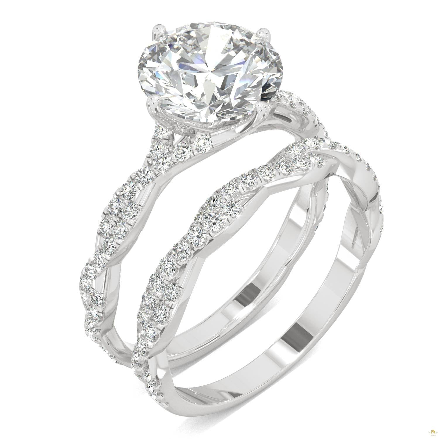 2.64 CTW   Round Moissanite Pave Set in 14K White Gold