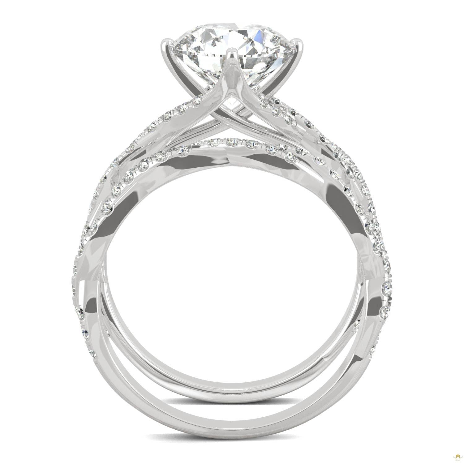 2.64 CTW   Round Moissanite Pave Set in 14K White Gold