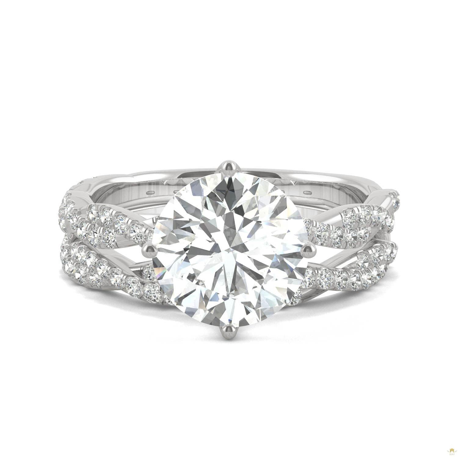 2.64 CTW   Round Moissanite Pave Set in 14K White Gold