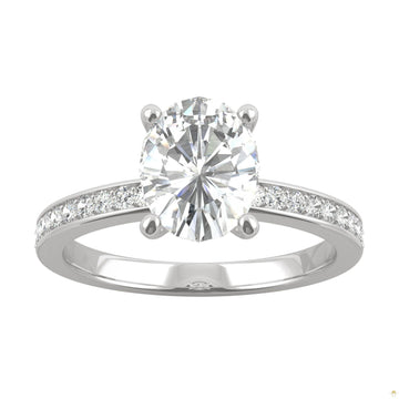 2.28 CTW   Oval Moissanite Engagement Ring in 14K White Gold