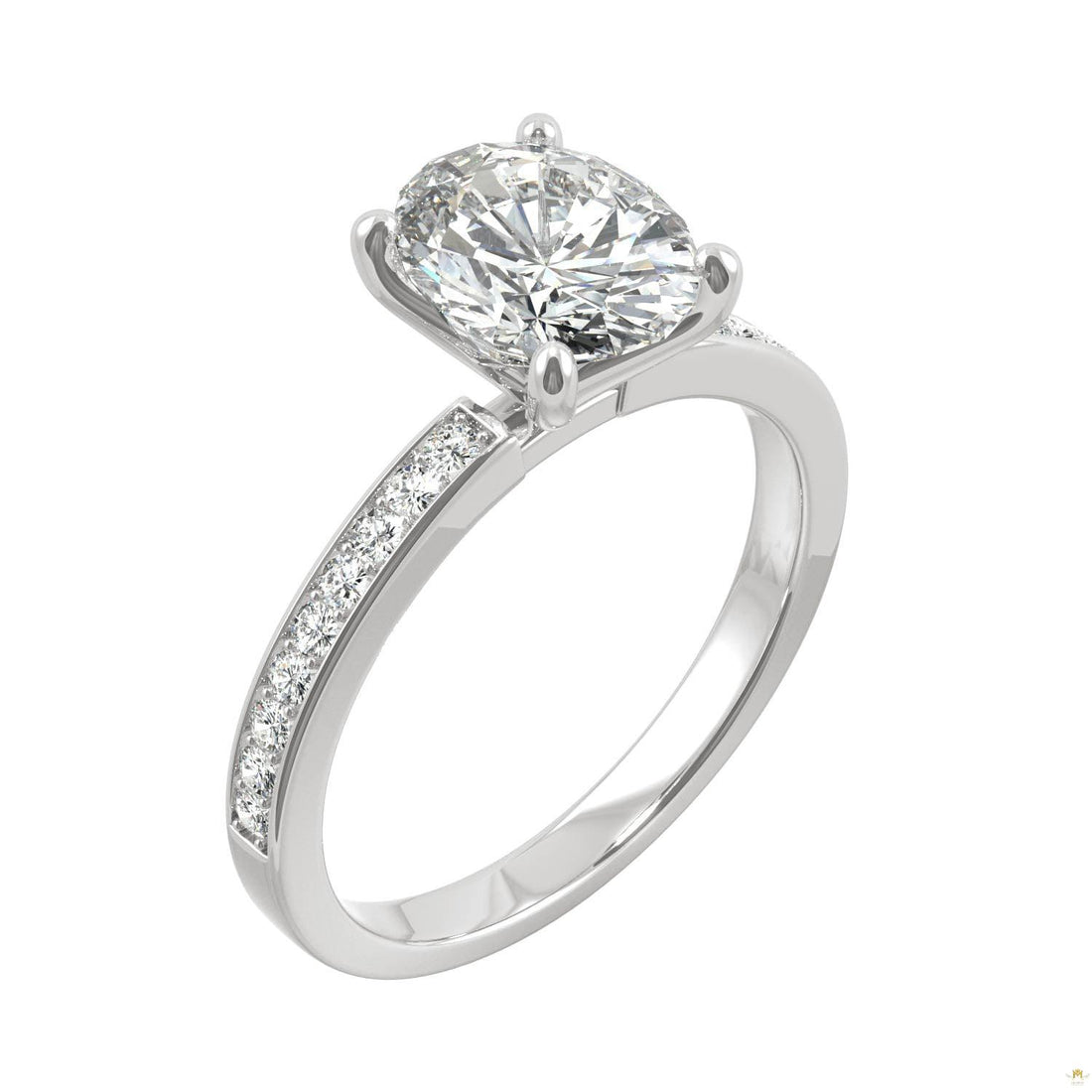 2.28 CTW   Oval Moissanite Engagement Ring in 14K White Gold