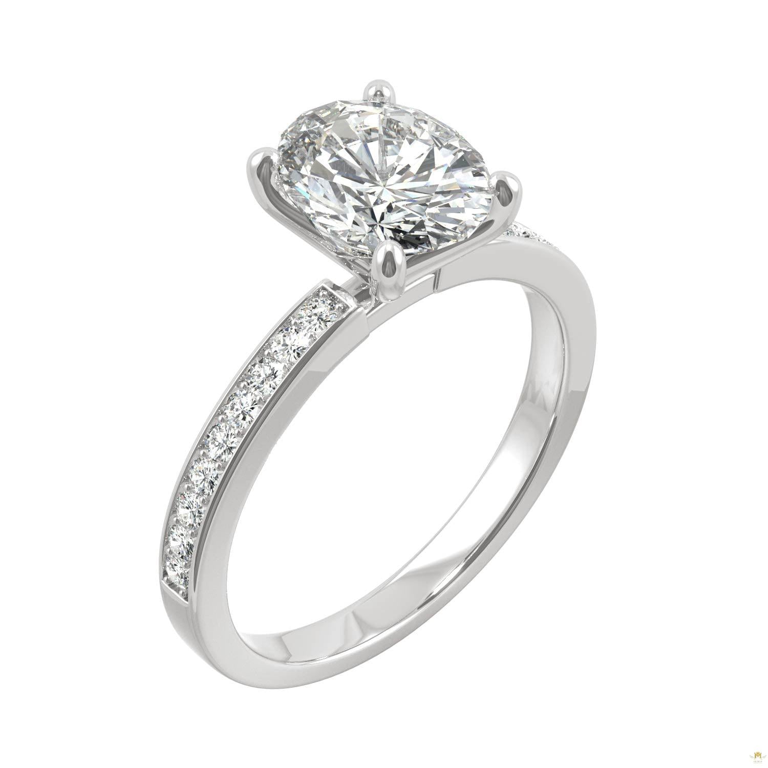 2.28 CTW   Oval Moissanite Engagement Ring in 14K White Gold