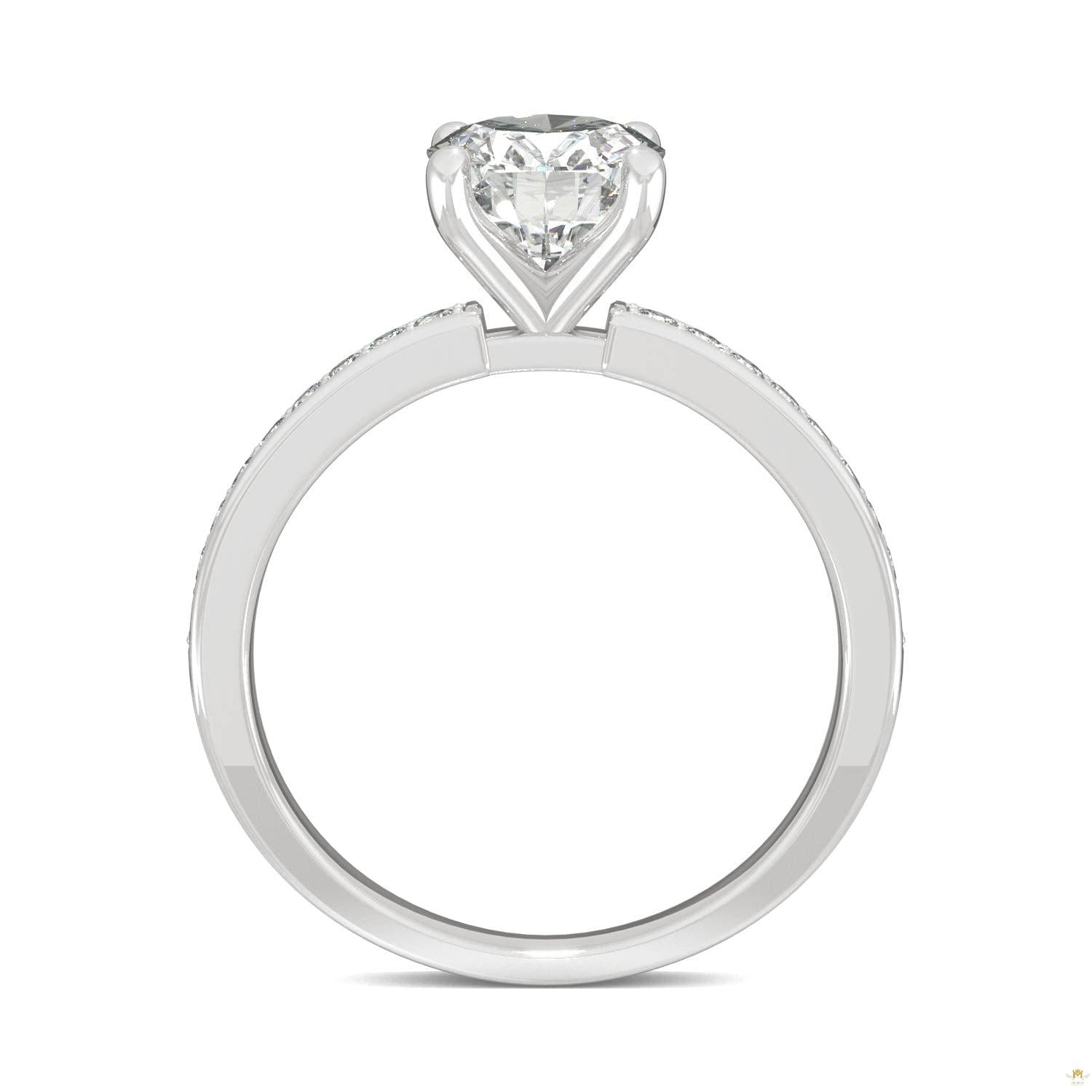 2.28 CTW   Oval Moissanite Engagement Ring in 14K White Gold