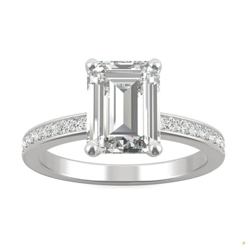 2.70 CTW   Emerald Moissanite Engagement Ring in 14K White Gold