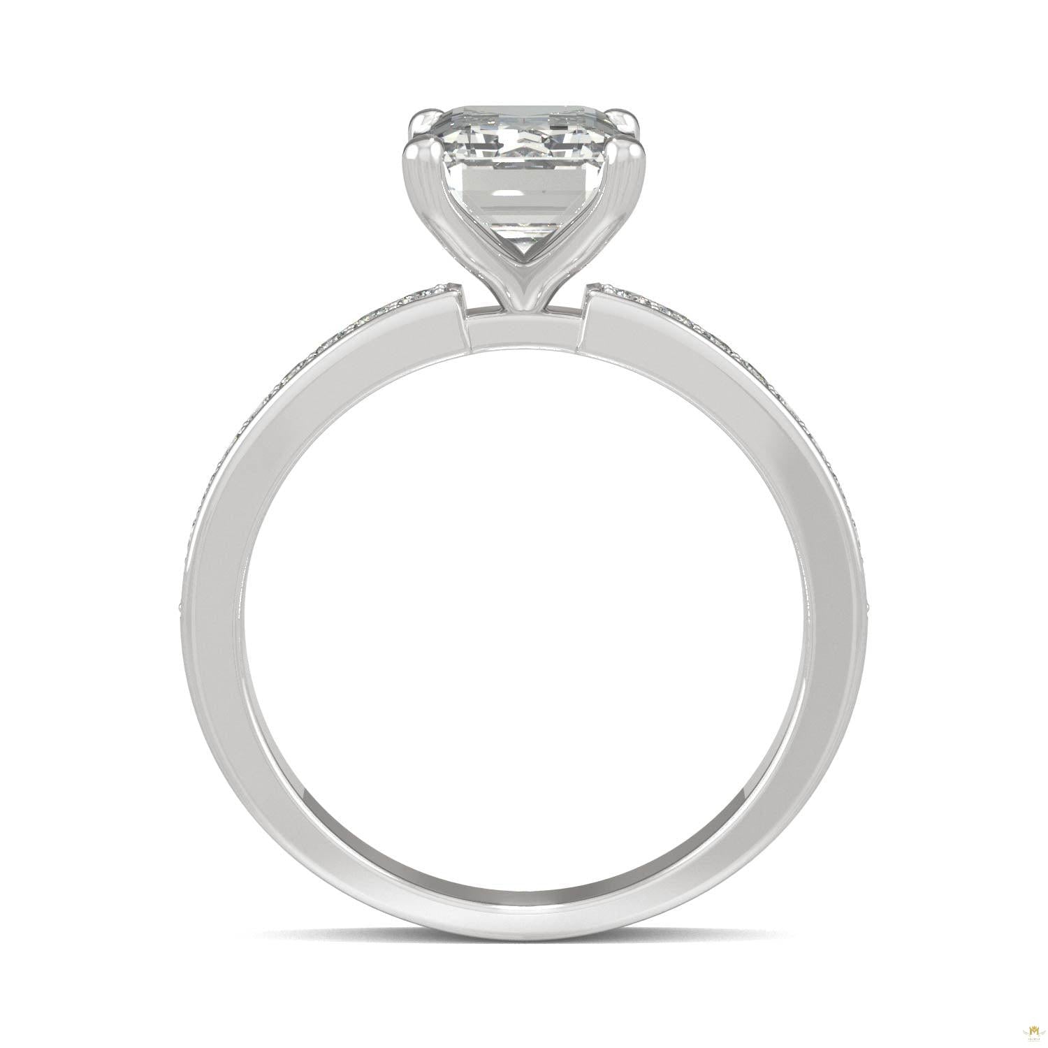 2.70 CTW   Emerald Moissanite Engagement Ring in 14K White Gold