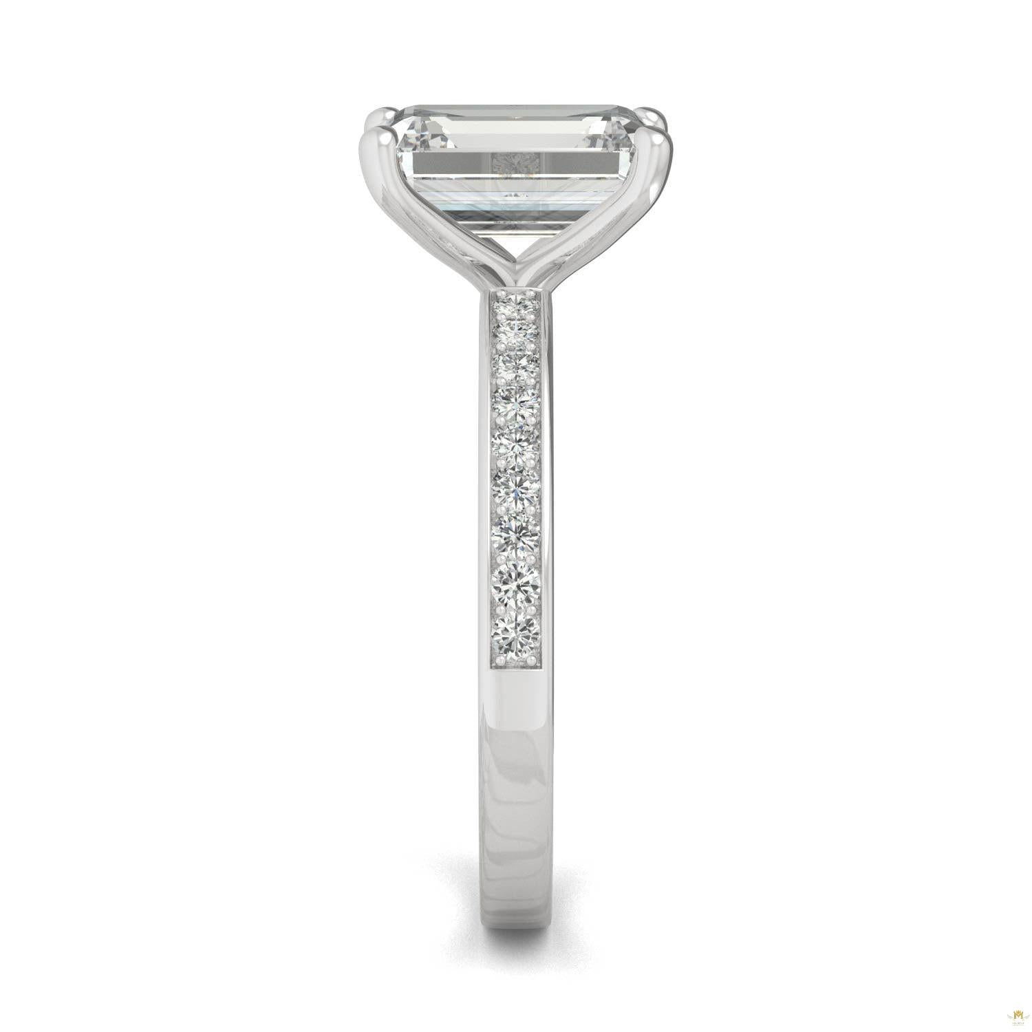 2.70 CTW   Emerald Moissanite Engagement Ring in 14K White Gold