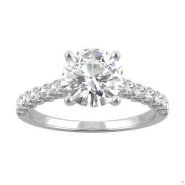 1.92 CTW   Round Moissanite Engagement Ring in 14K White Gold