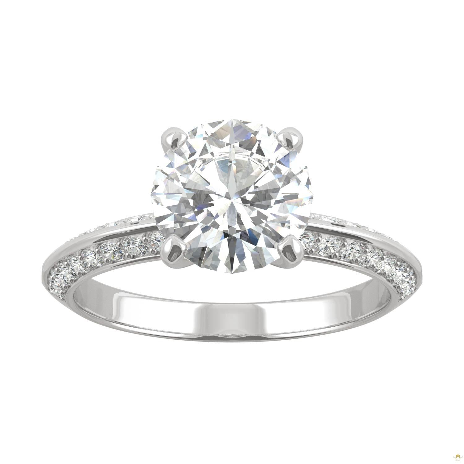 2.26 CTW   Round Moissanite Engagement Ring in 14K White Gold