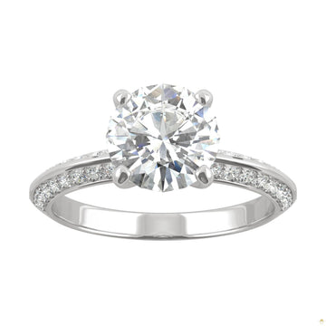 2.26 CTW   Round Moissanite Engagement Ring in 14K White Gold