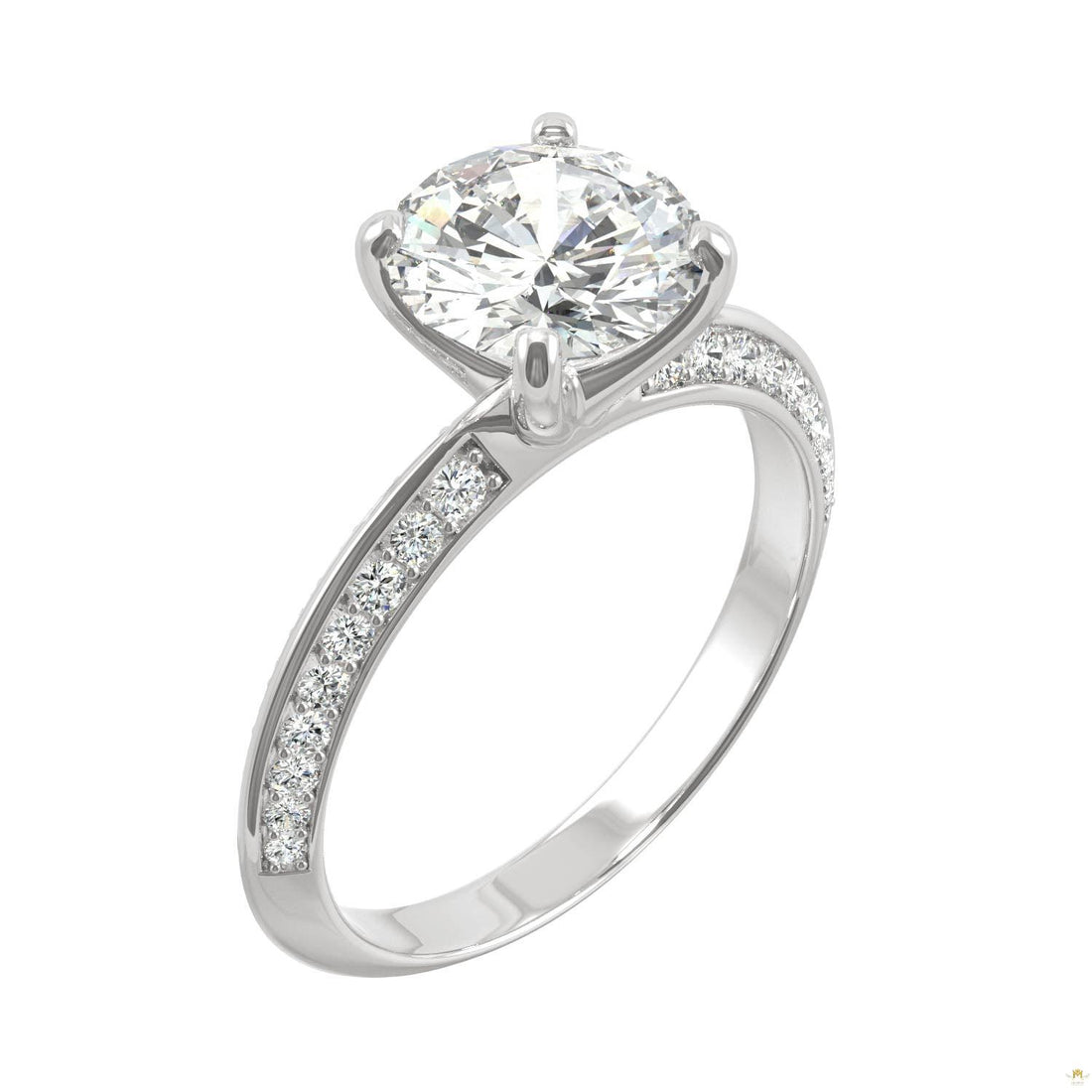 2.26 CTW   Round Moissanite Engagement Ring in 14K White Gold