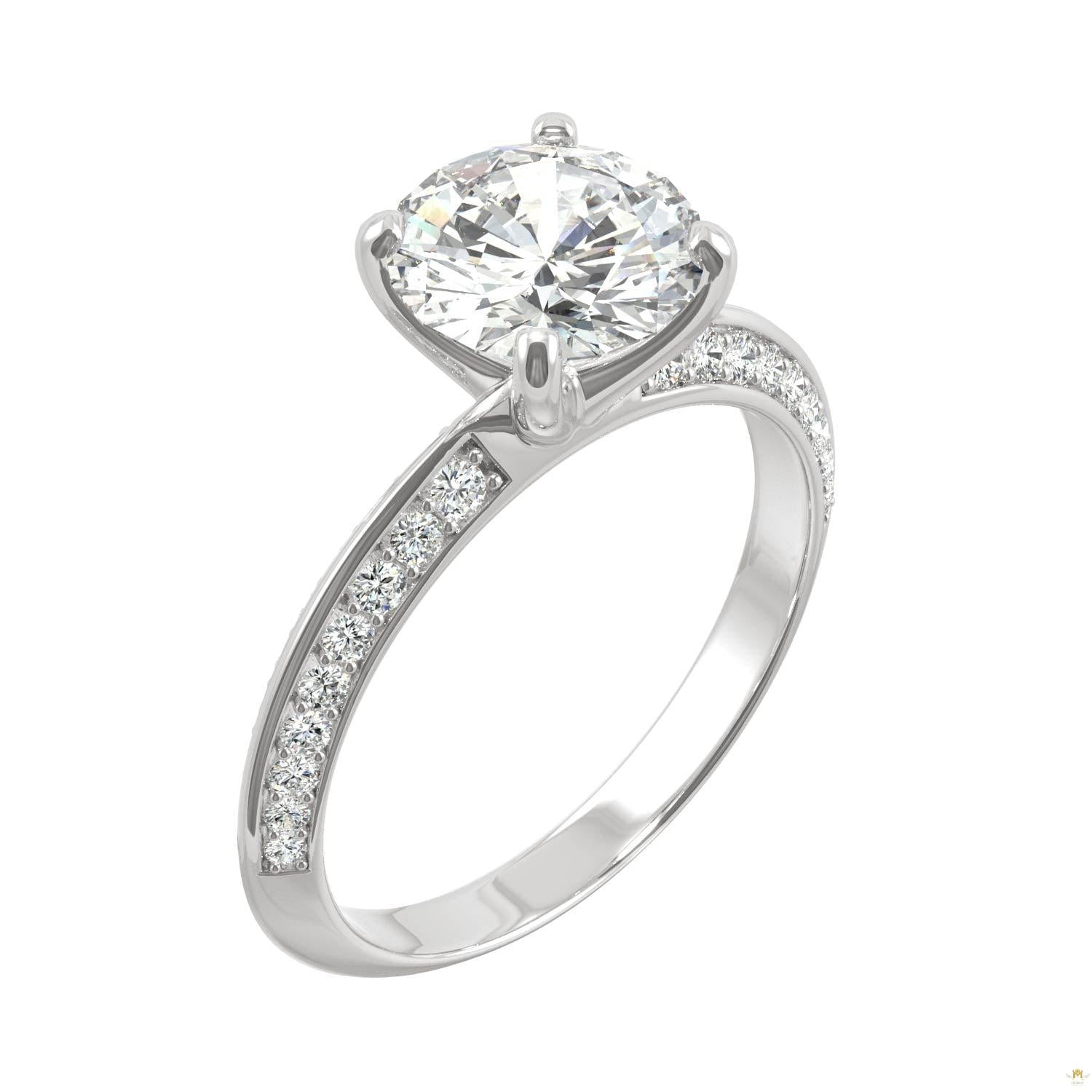 2.26 CTW   Round Moissanite Engagement Ring in 14K White Gold