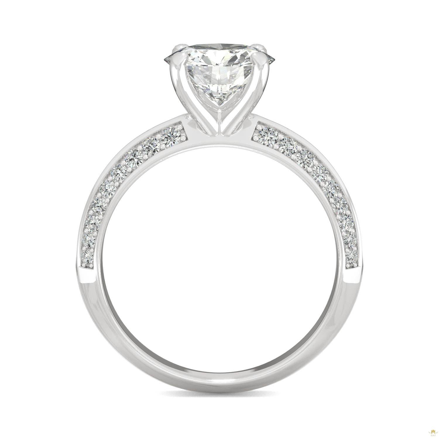 2.26 CTW   Round Moissanite Engagement Ring in 14K White Gold