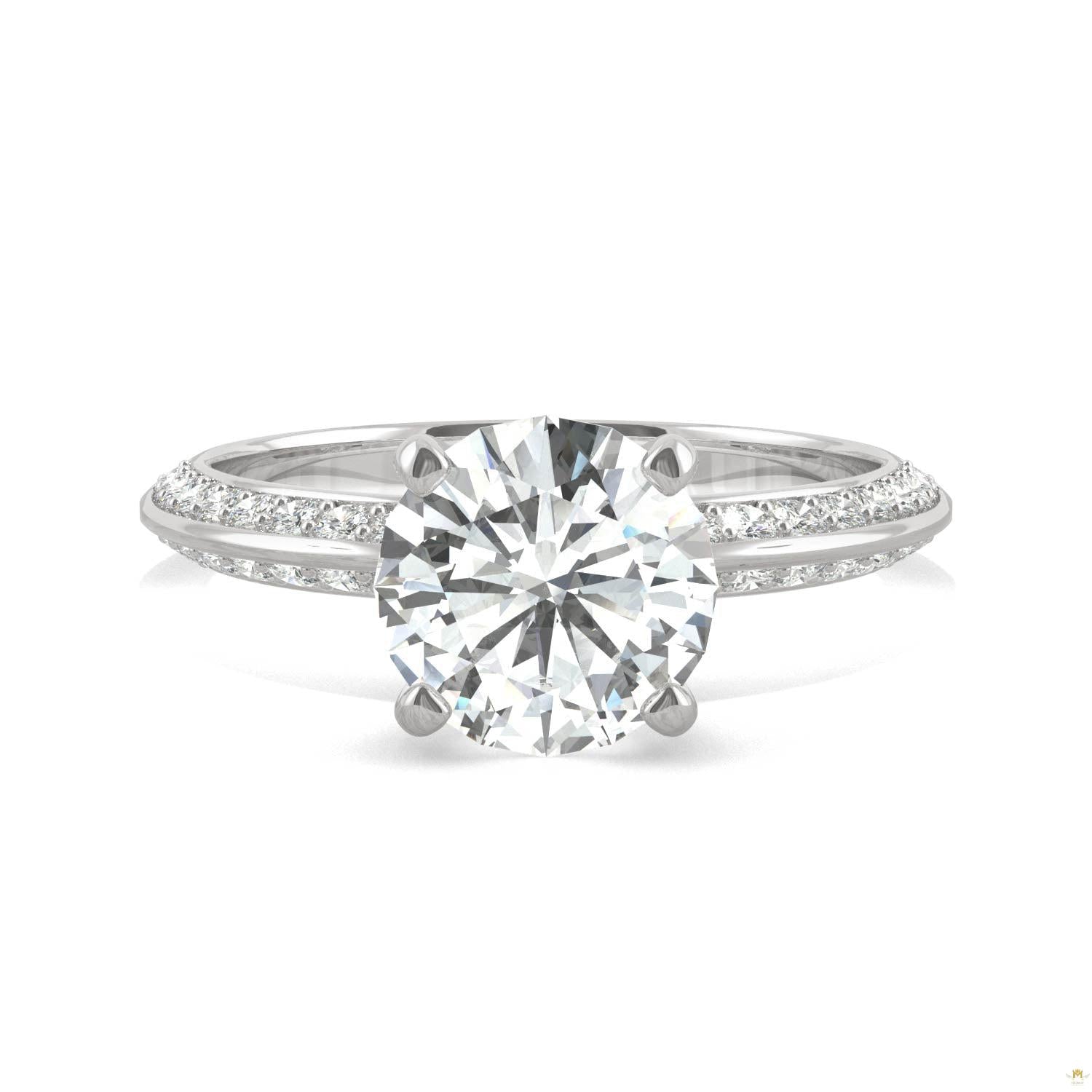 2.26 CTW   Round Moissanite Engagement Ring in 14K White Gold