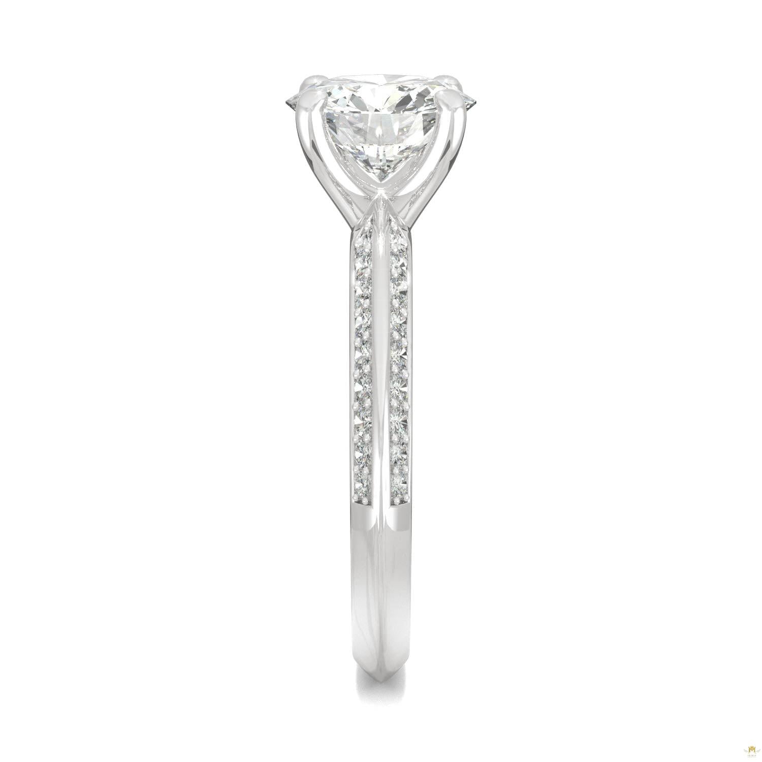 2.26 CTW   Round Moissanite Engagement Ring in 14K White Gold