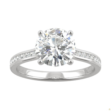 2.08 CTW   Round Moissanite Engagement Ring in 14K White Gold