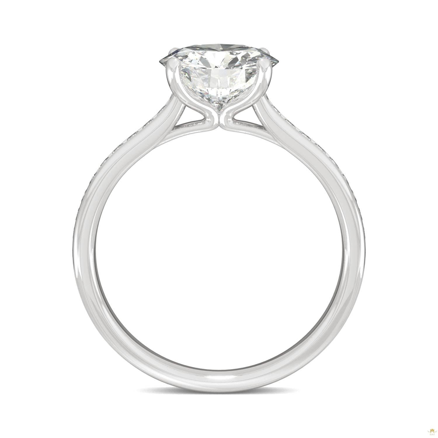 2.08 CTW   Round Moissanite Engagement Ring in 14K White Gold