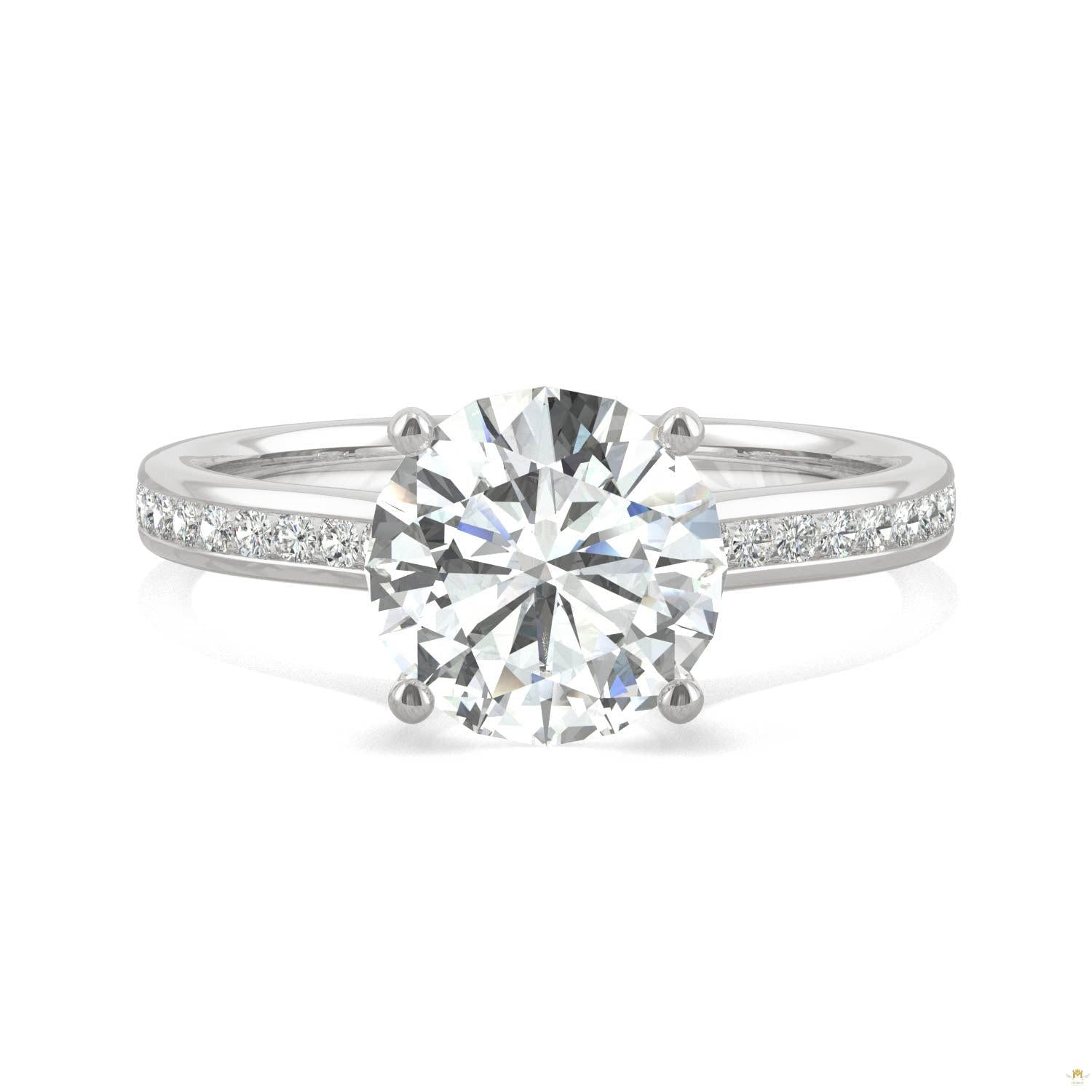 2.08 CTW   Round Moissanite Engagement Ring in 14K White Gold