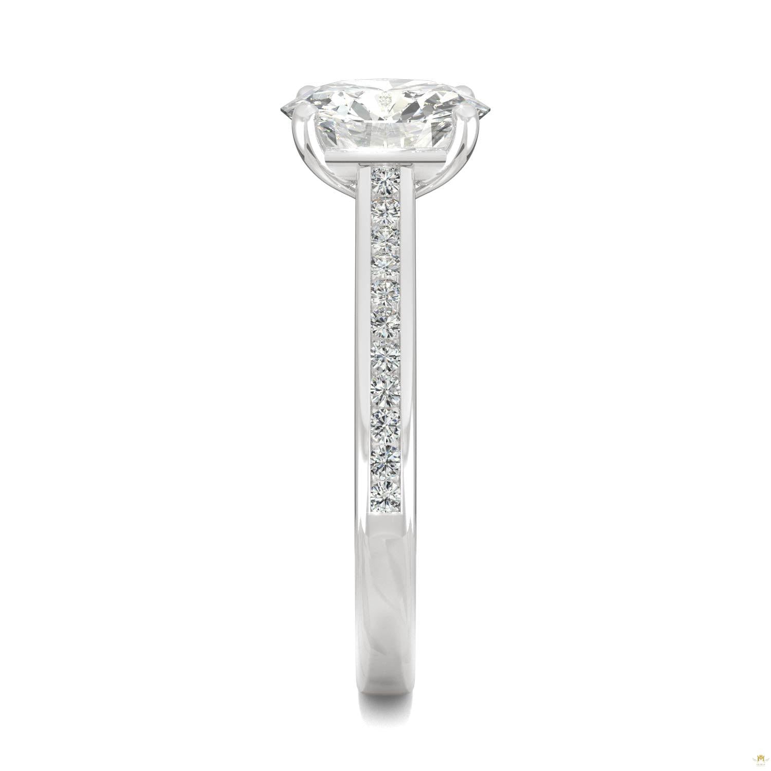 2.08 CTW   Round Moissanite Engagement Ring in 14K White Gold