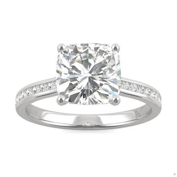 2.58 CTW   Cushion Moissanite Engagement Ring in 14K White Gold