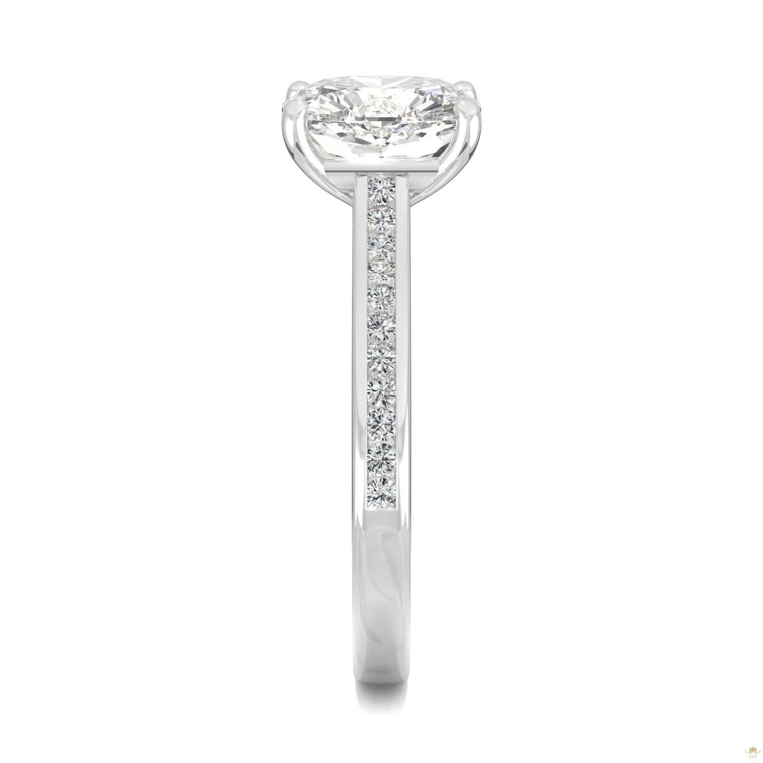 2.58 CTW   Cushion Moissanite Engagement Ring in 14K White Gold