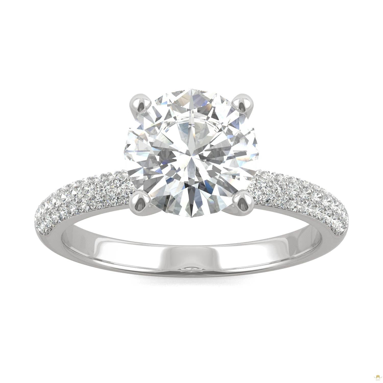 2.11 CTW   Round Moissanite Halo Ring in 14K White Gold