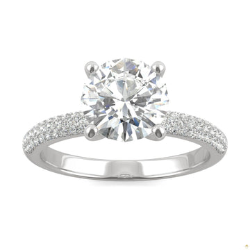 2.11 CTW   Round Moissanite Halo Ring in 14K White Gold