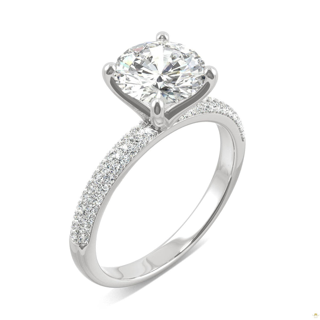 2.11 CTW   Round Moissanite Halo Ring in 14K White Gold