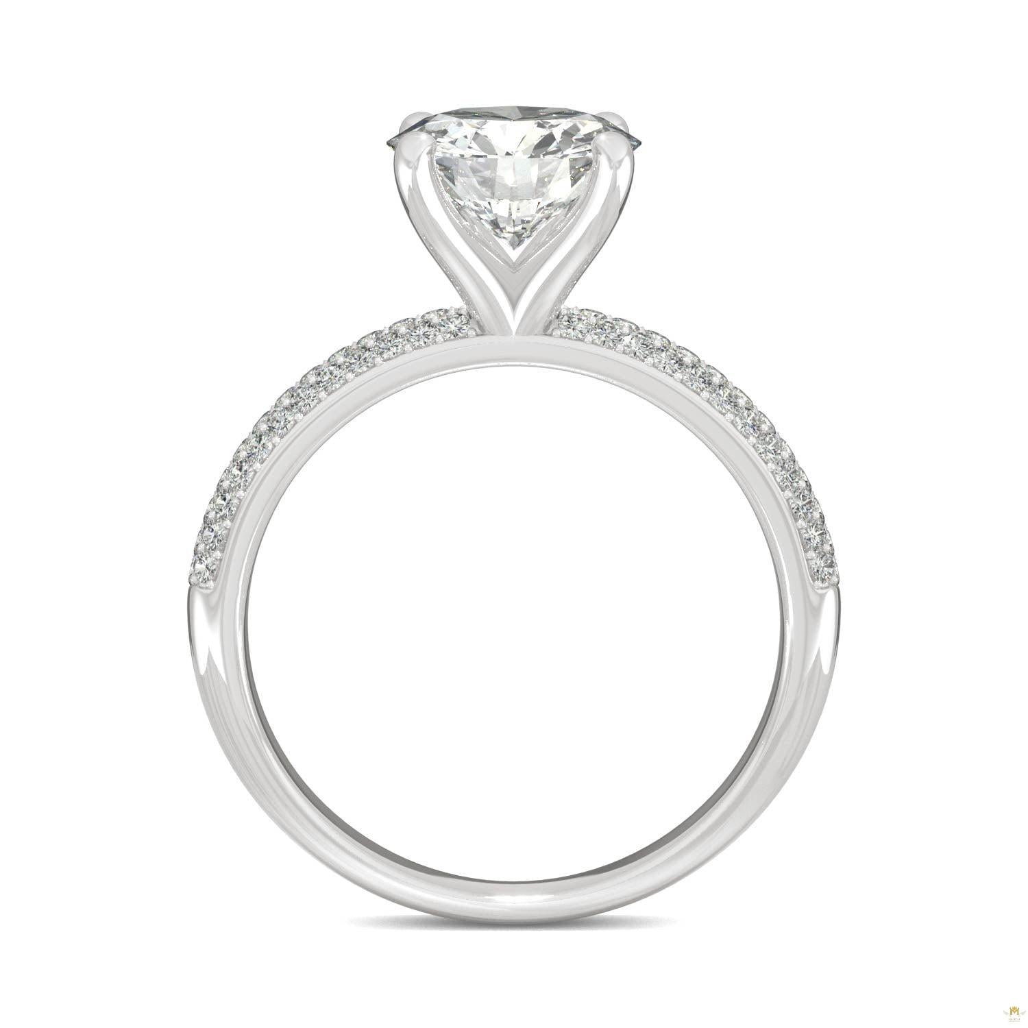 2.11 CTW   Round Moissanite Halo Ring in 14K White Gold
