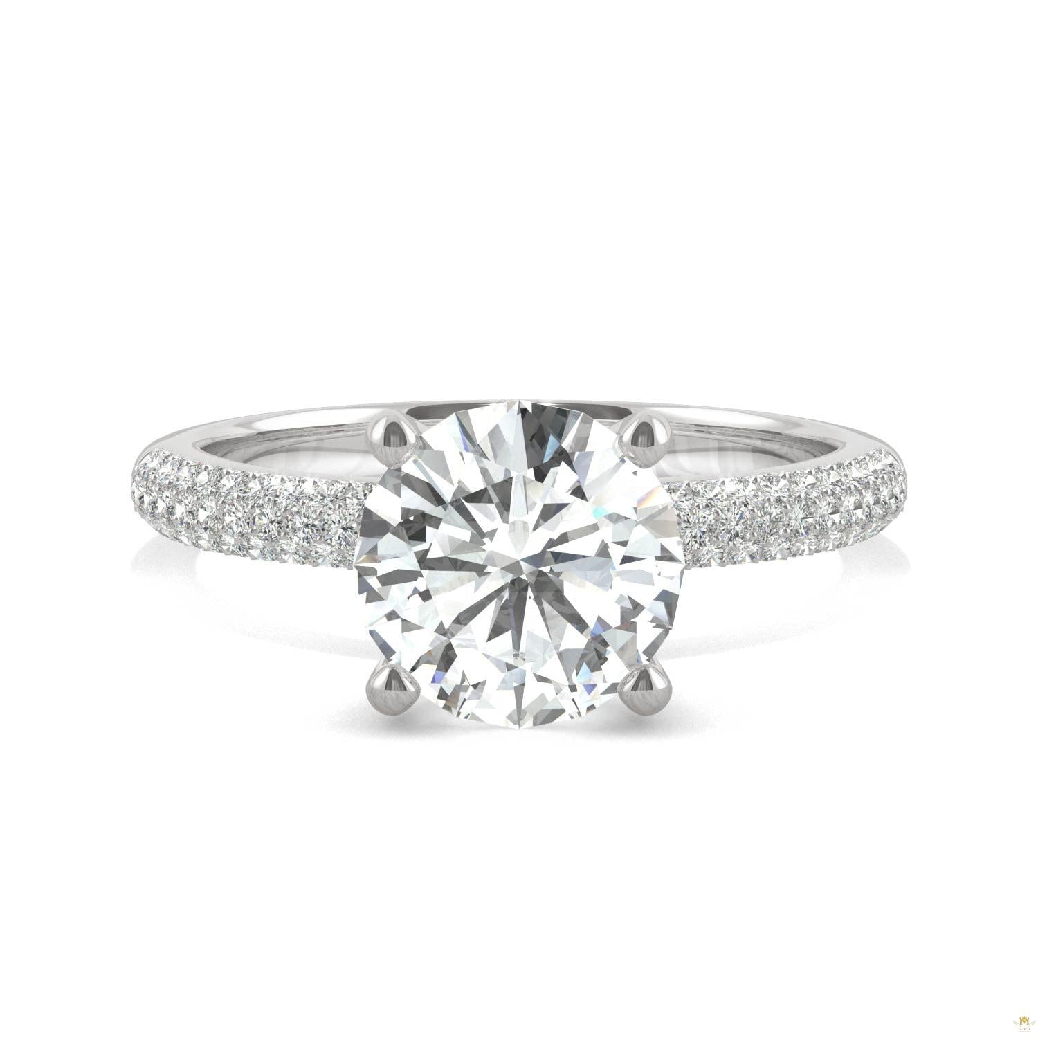2.11 CTW   Round Moissanite Halo Ring in 14K White Gold