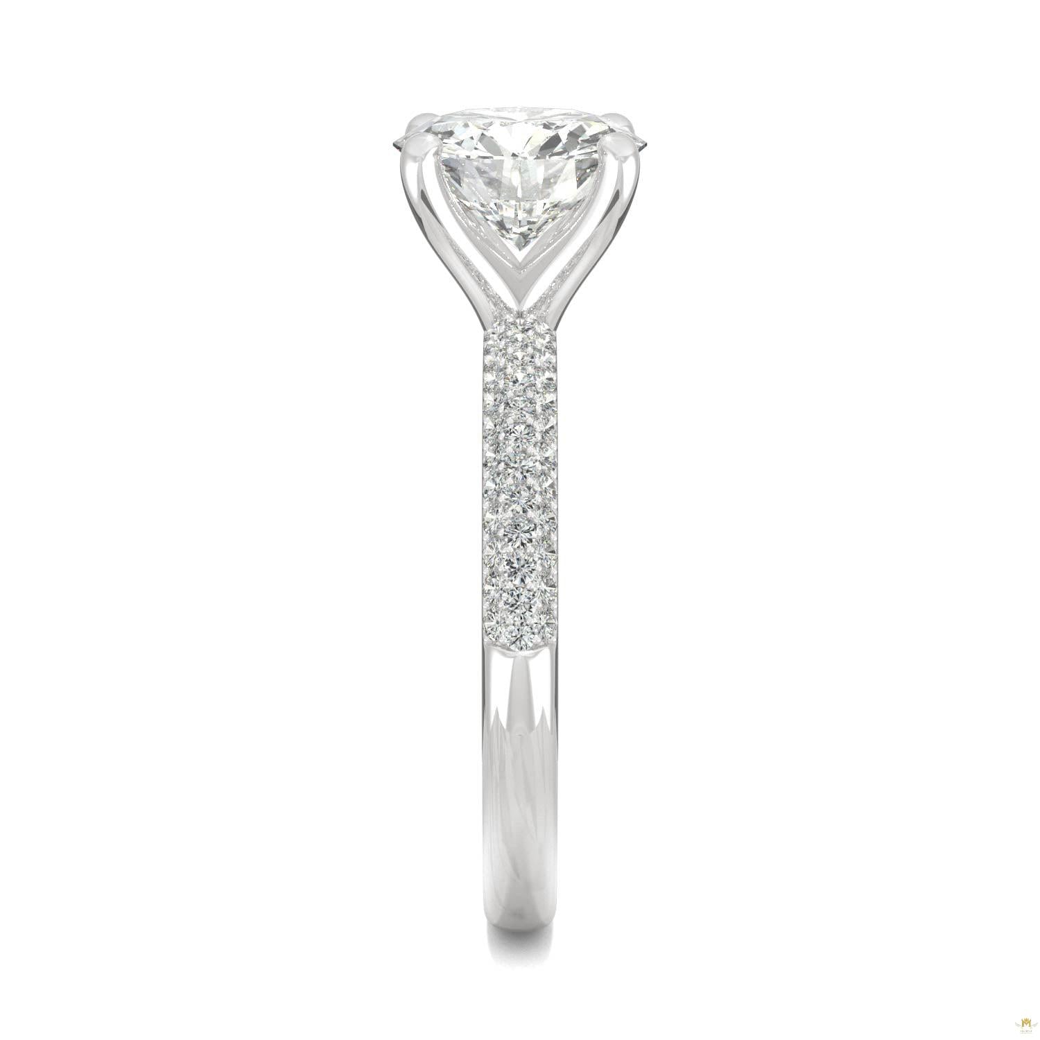 2.11 CTW   Round Moissanite Halo Ring in 14K White Gold