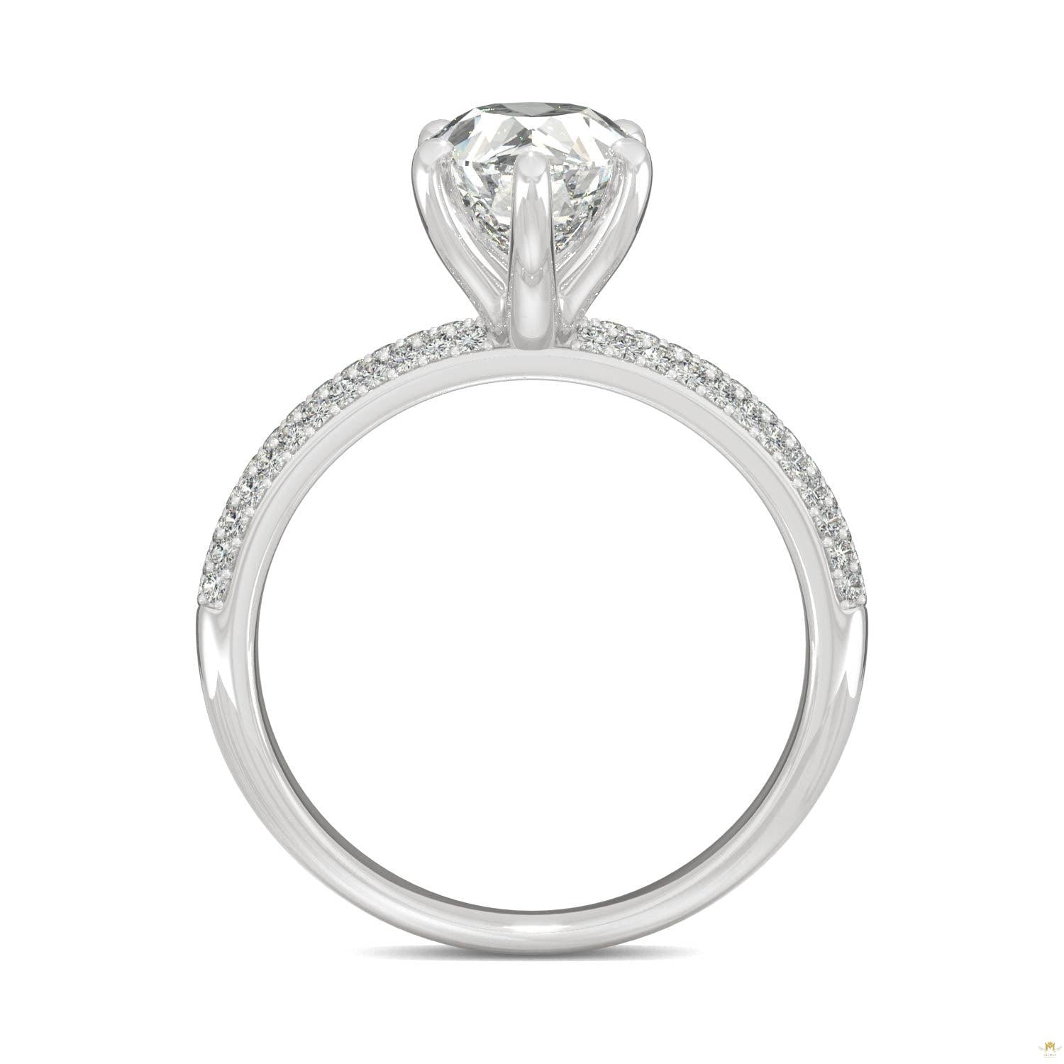 2.31 CTW   Pear Moissanite Pave Ring in 14K White Gold