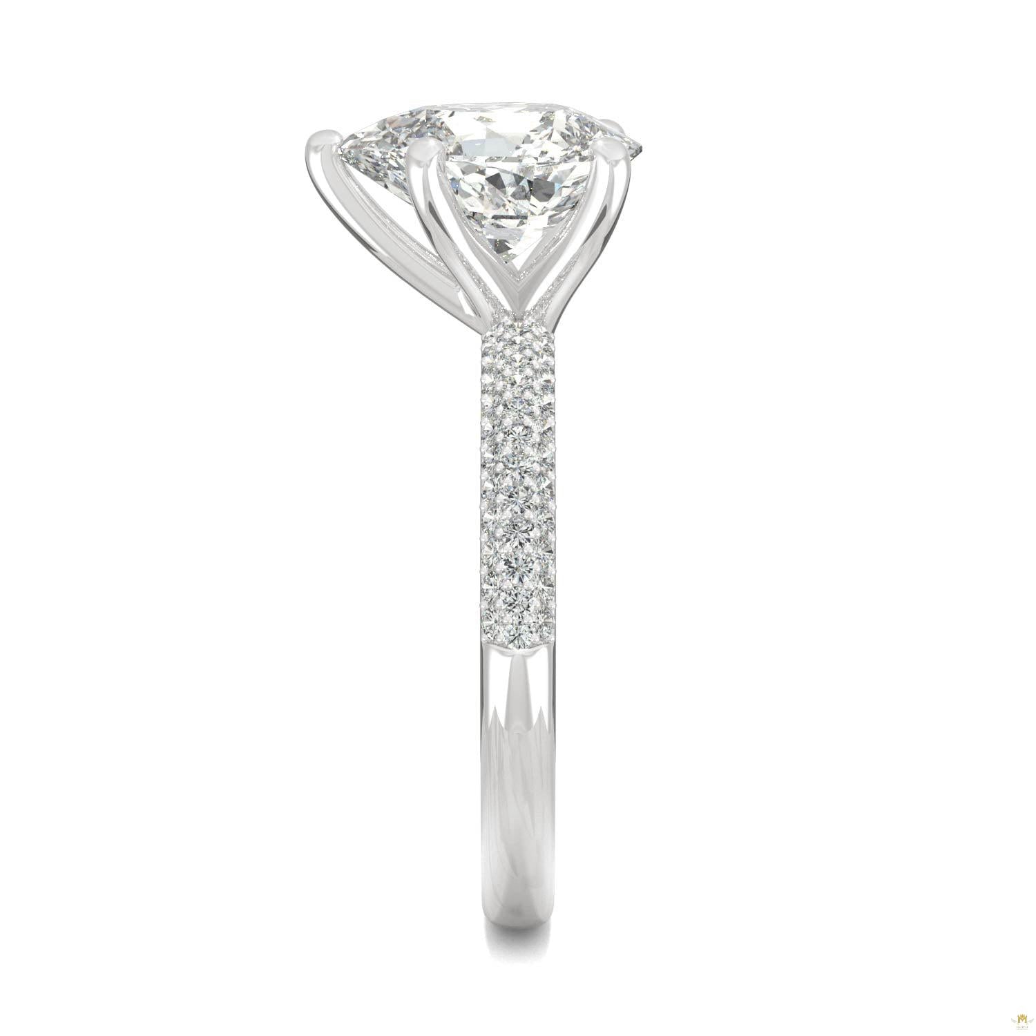 2.31 CTW   Pear Moissanite Pave Ring in 14K White Gold