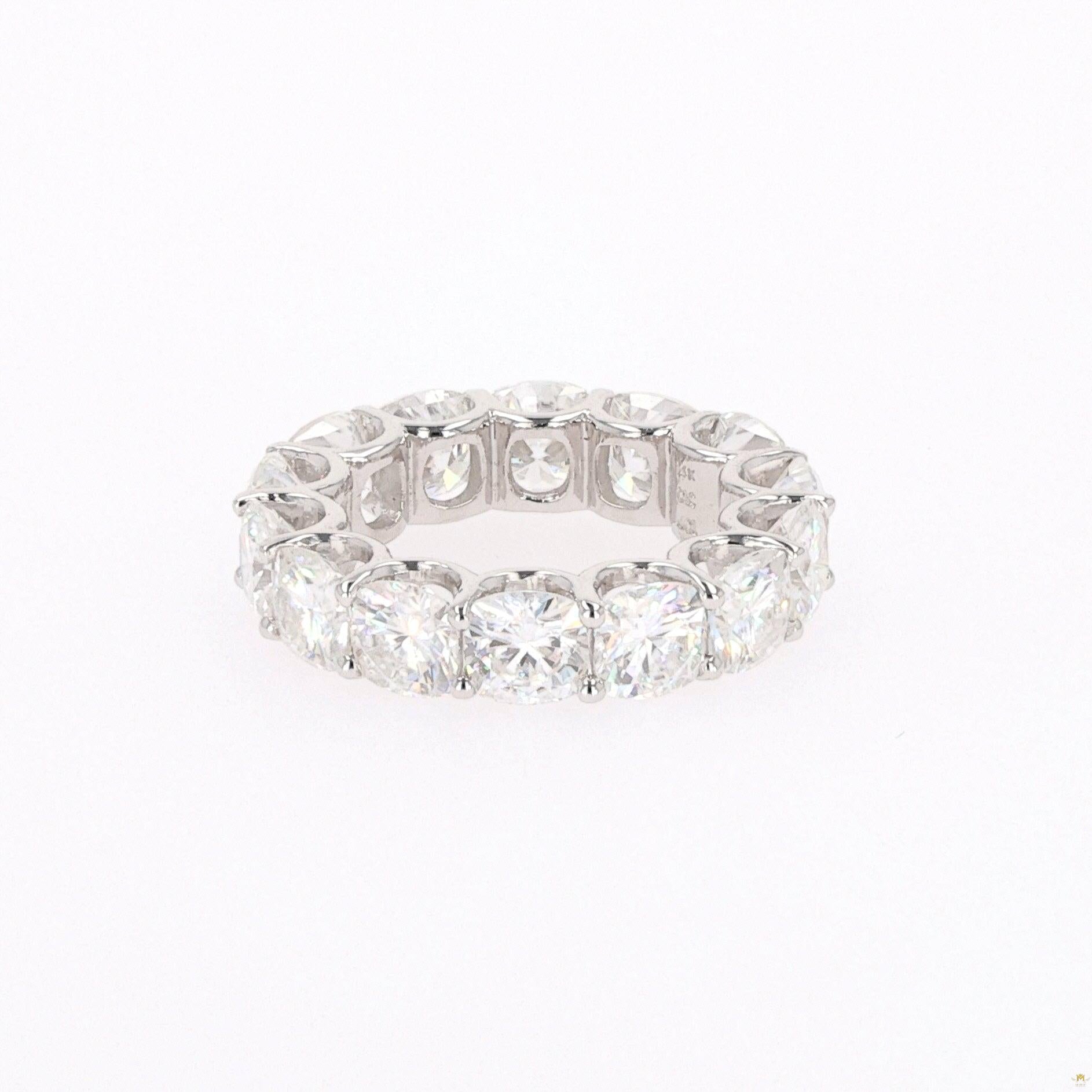 8.50 CTW   Cushion Near-Colorless Moissanite Eternity Ring in 14K White Gold