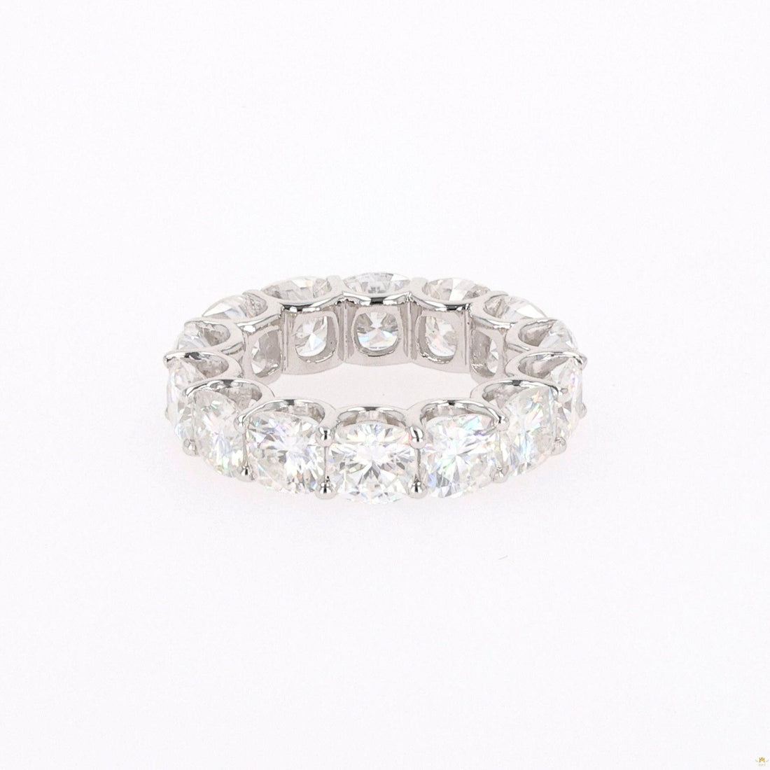 8.50 CTW   Cushion Near-Colorless Moissanite Eternity Ring in 14K White Gold