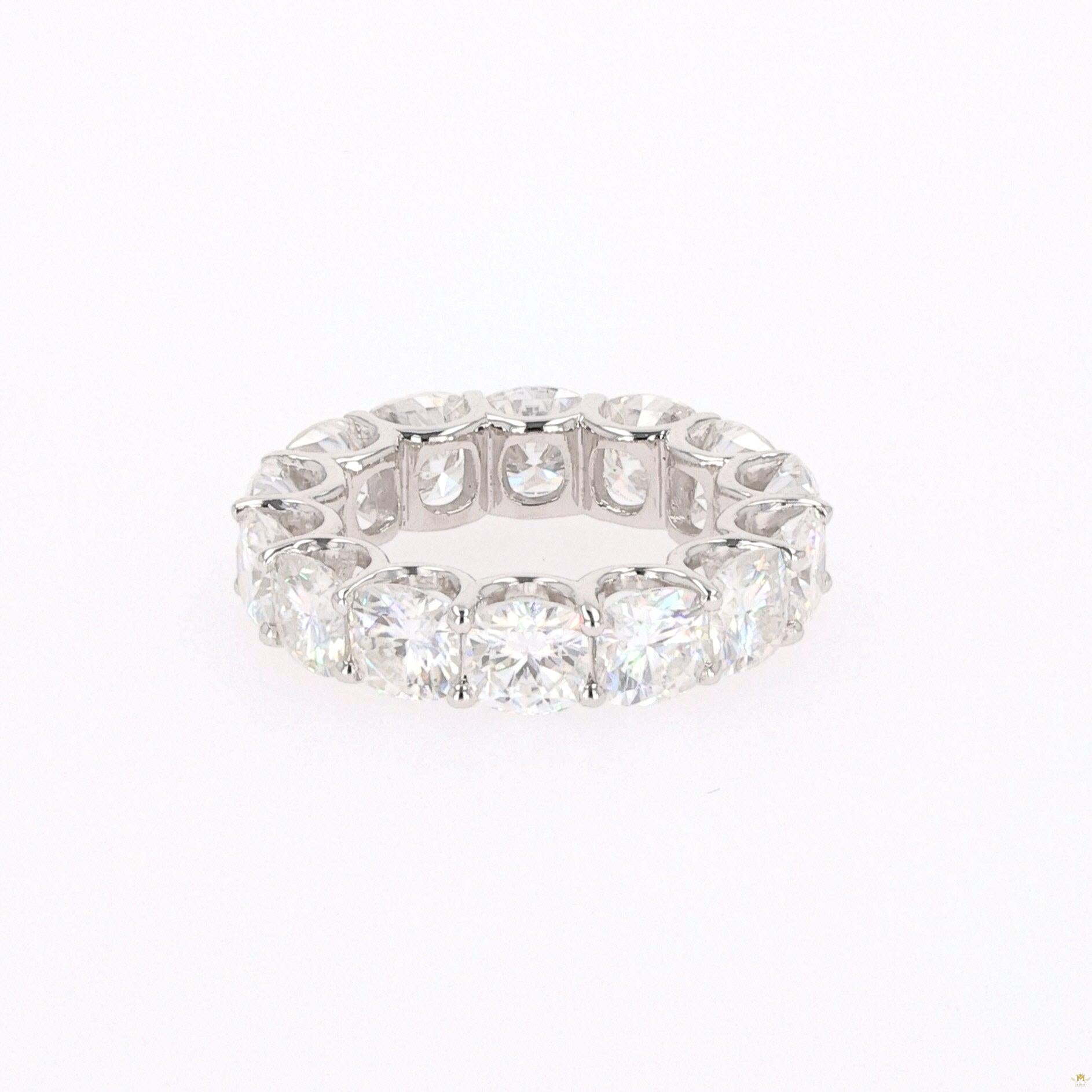 8.50 CTW   Cushion Near-Colorless Moissanite Eternity Ring in 14K White Gold