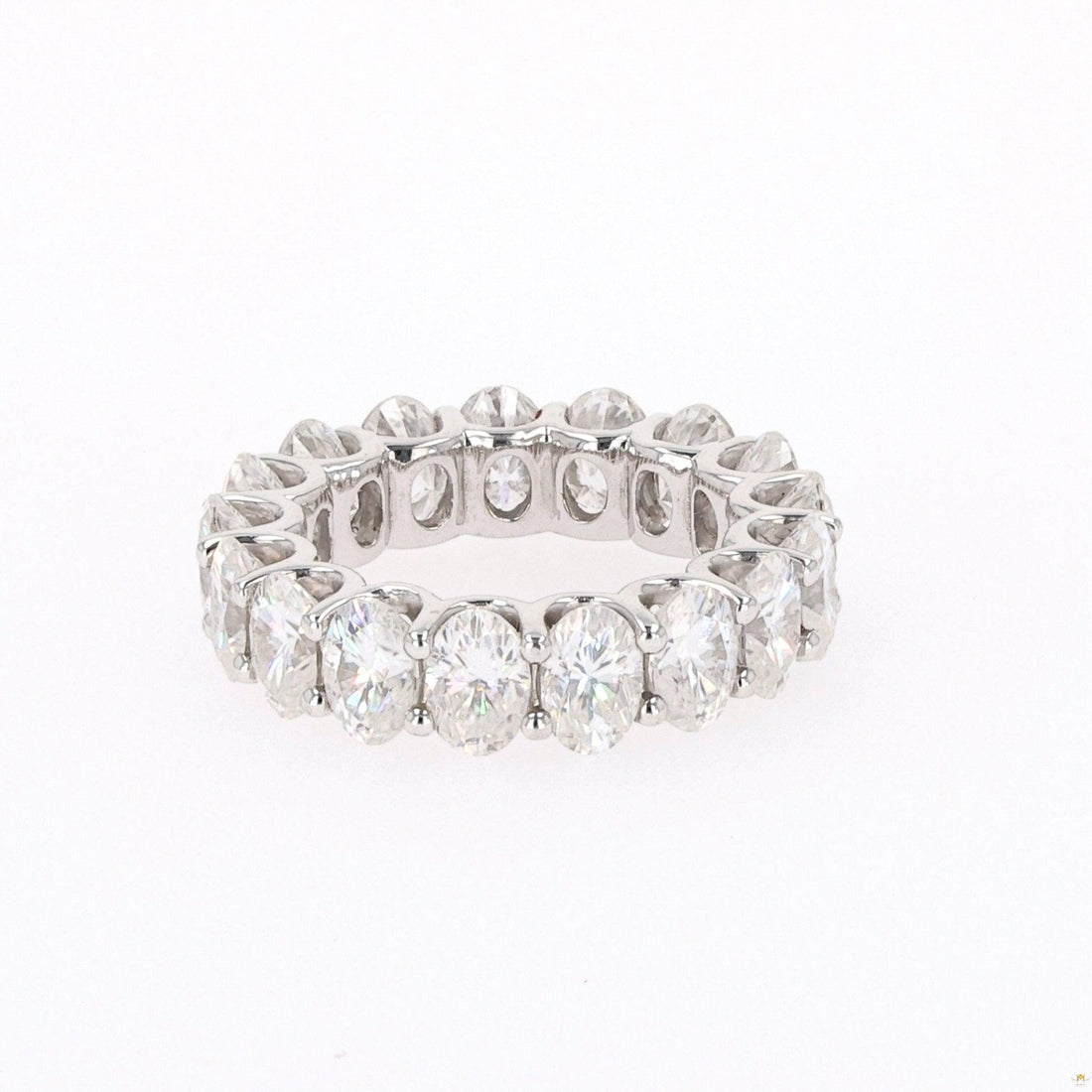 9.00 CTW   Oval Near-Colorless Moissanite Eternity Ring in 14K White Gold