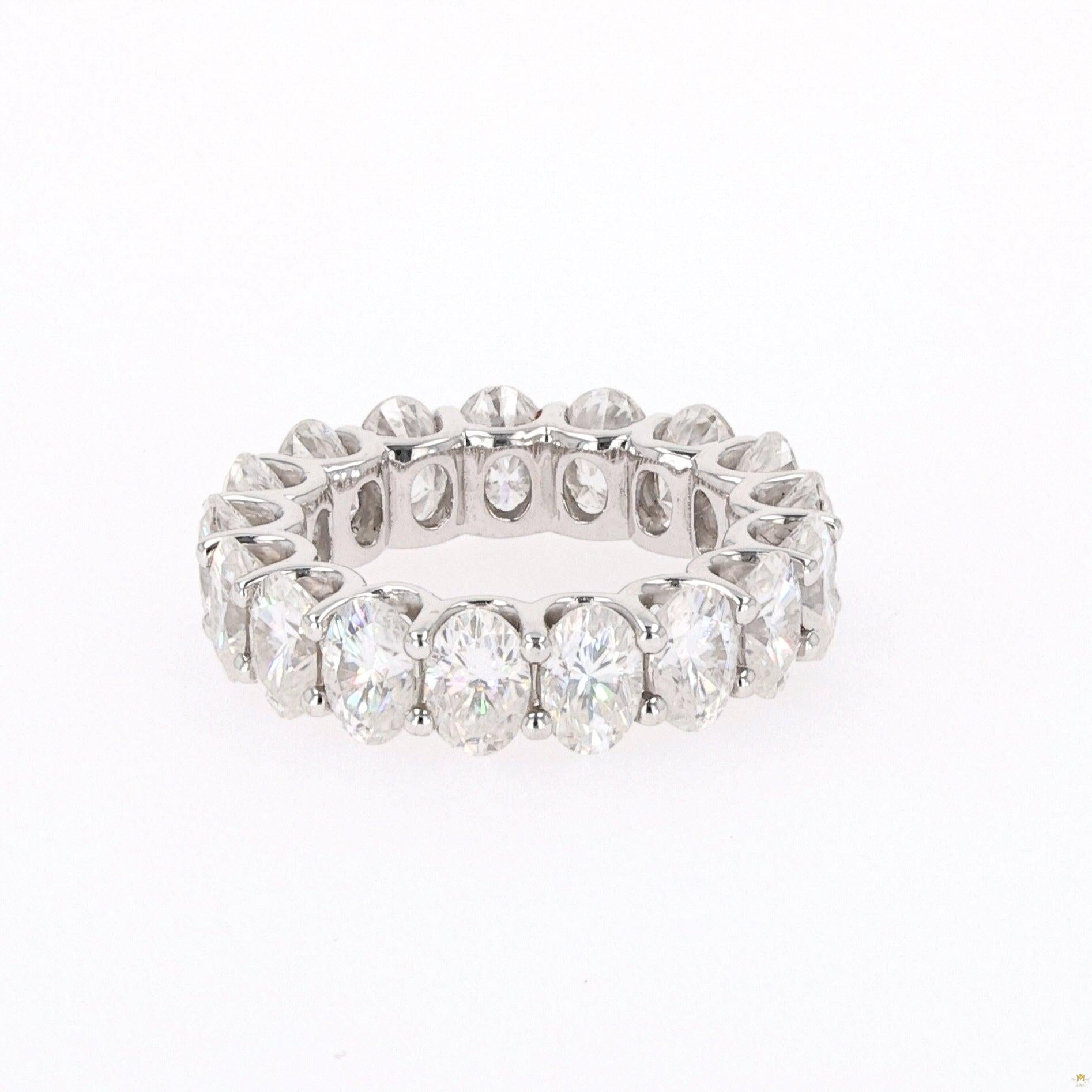 9.00 CTW   Oval Near-Colorless Moissanite Eternity Ring in 14K White Gold