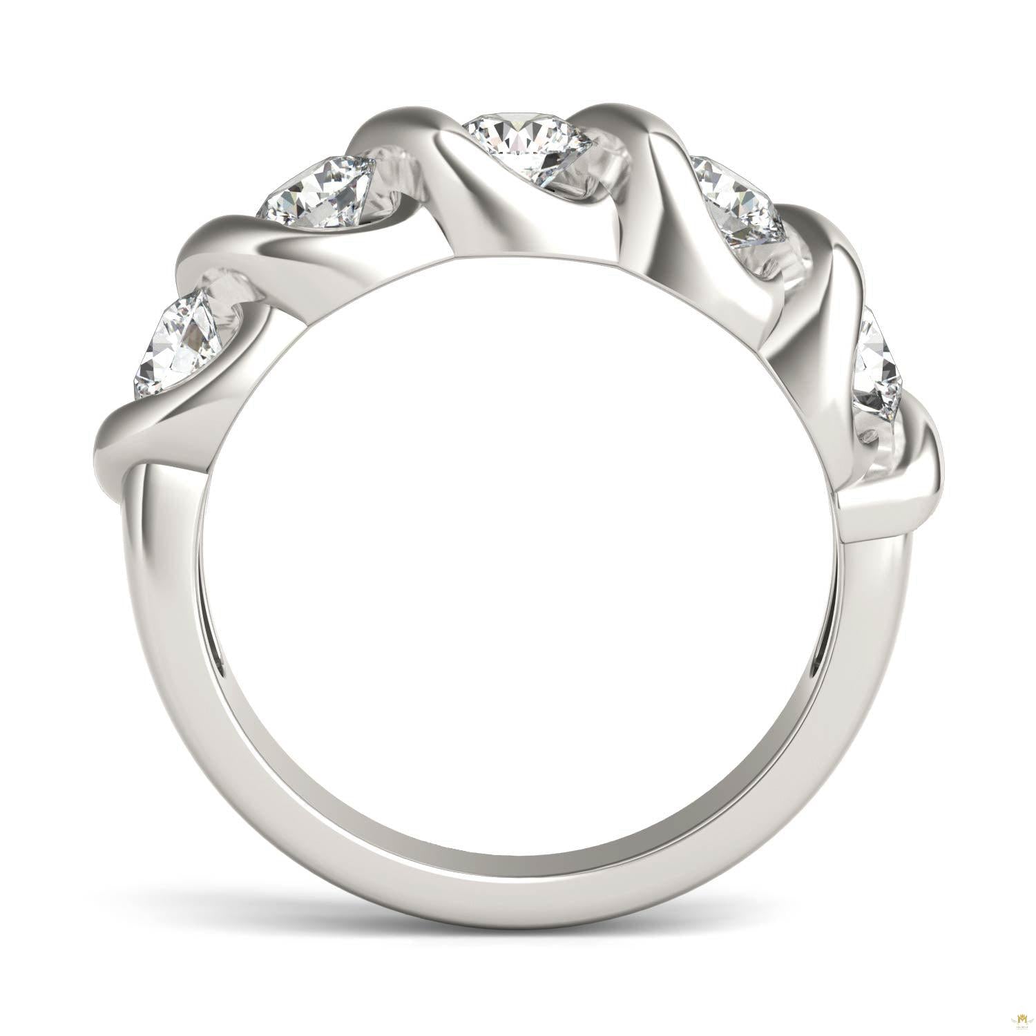 1.15 CTW   Round Moissanite Bypass Ring in 14K White Gold
