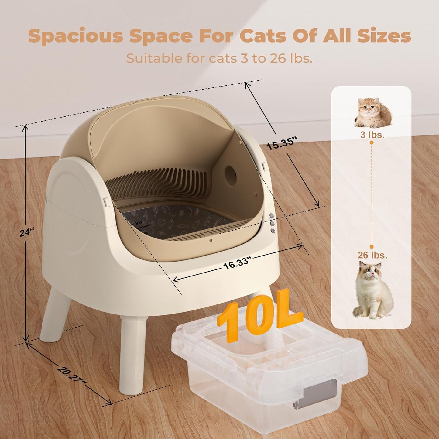 Self Cleaning Litter Box, Multi-Cat Compatible