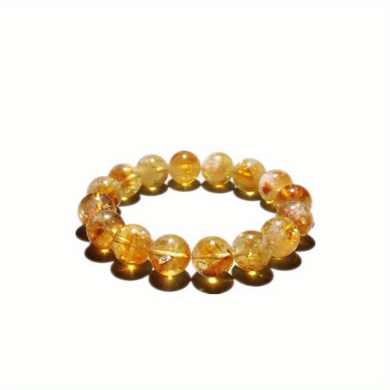 Elegant Natural Citrine Round Bead Bracelet